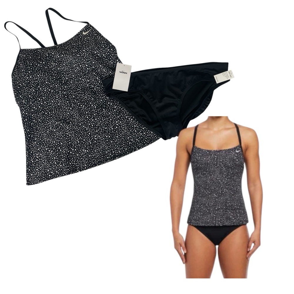 Nike Womens Racerback Water Dots Tankini 2 Piece Swimsuit Set Size XL NWT